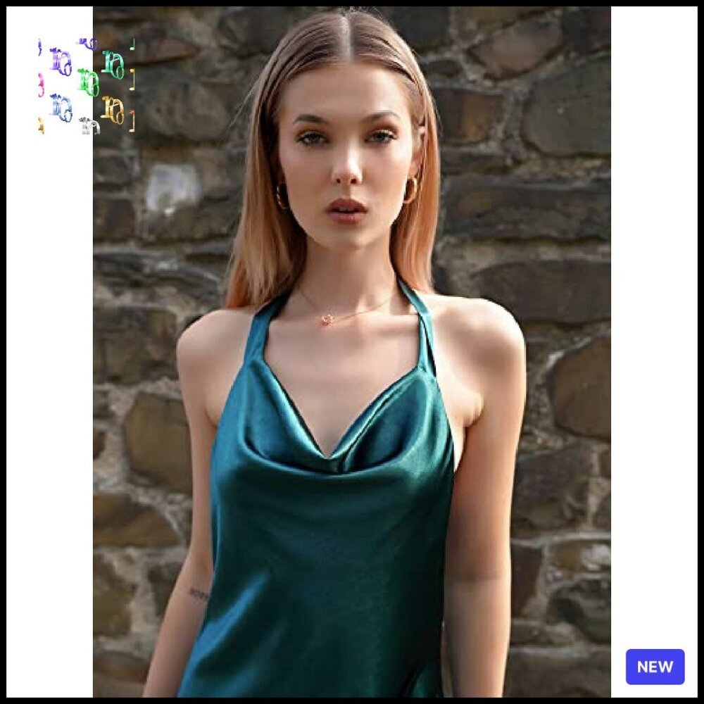 Satin Halterneck Mini Dress Elegant Sexy Party Cocktail Club Wear - Picture 3 of 8